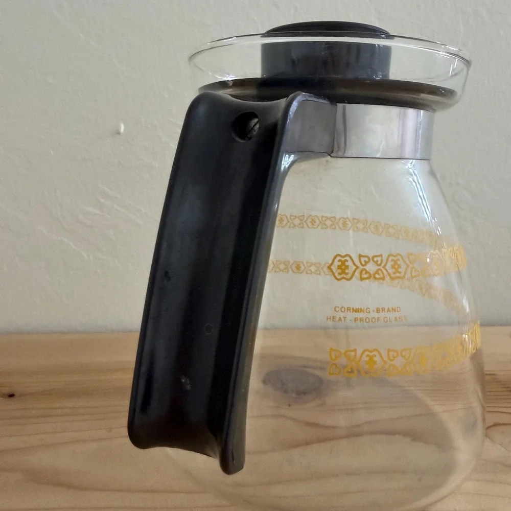 Vintage Melitta Corning Glass Coffee Carafe‎ Gold Floral MCM Replacement